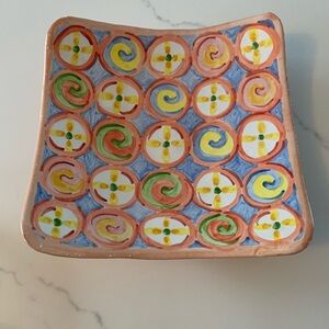 Artist Signed Square 9” Ceramic Rounded Corner Plate. Donated to Bruno Rescue.